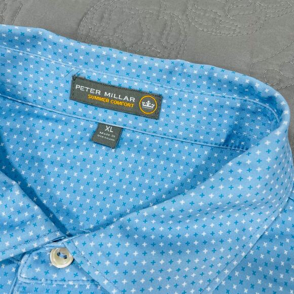 Peter Millar Shirt Mens X Large Blue X Geometric AOP Summer Comfort Performance - Picture 3 of 8